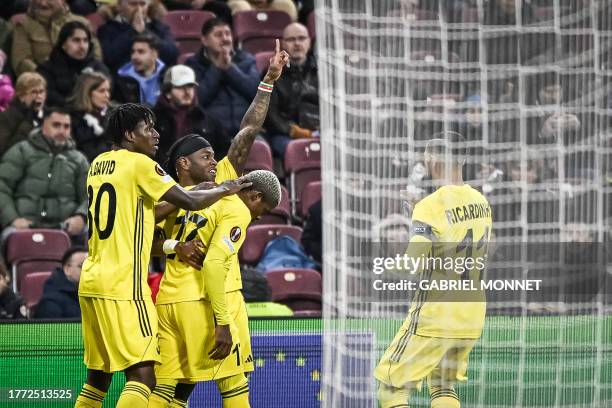 Sheriff's Nigerian forward David Ankeye, FC Sheriff's Burkinabe midfielder Cedric Badolo, FC Sheriff's Cameroonian forward Jerome Ngom Mbekeli and FC...