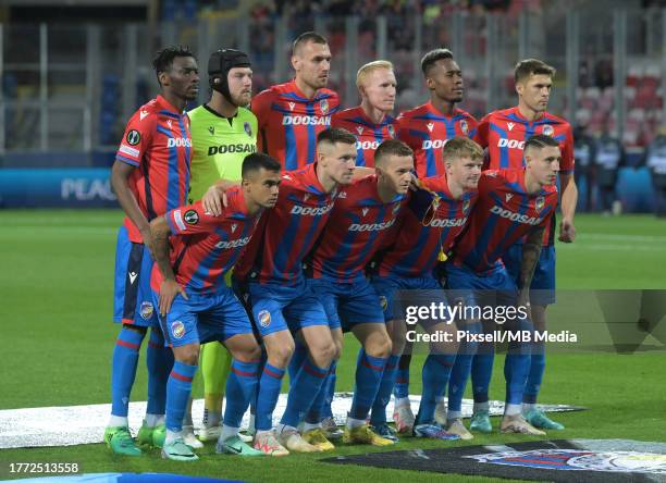 Players of FC Viktoria Plzen pose for a team photo during the FC Viktoria Plzen v GNK Dinamo: Group C - UEFA Europa Conference League 2023/24 match...