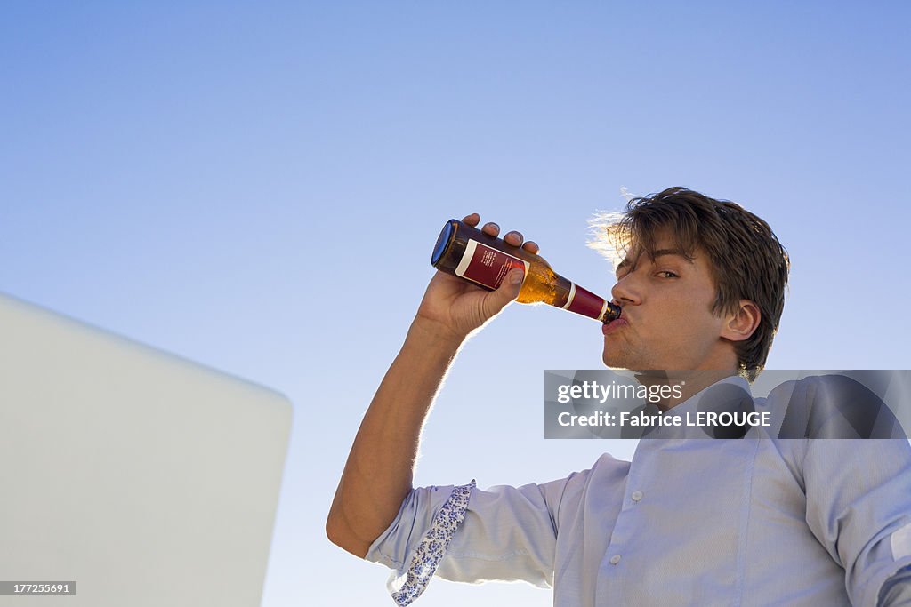 Man drinking beer