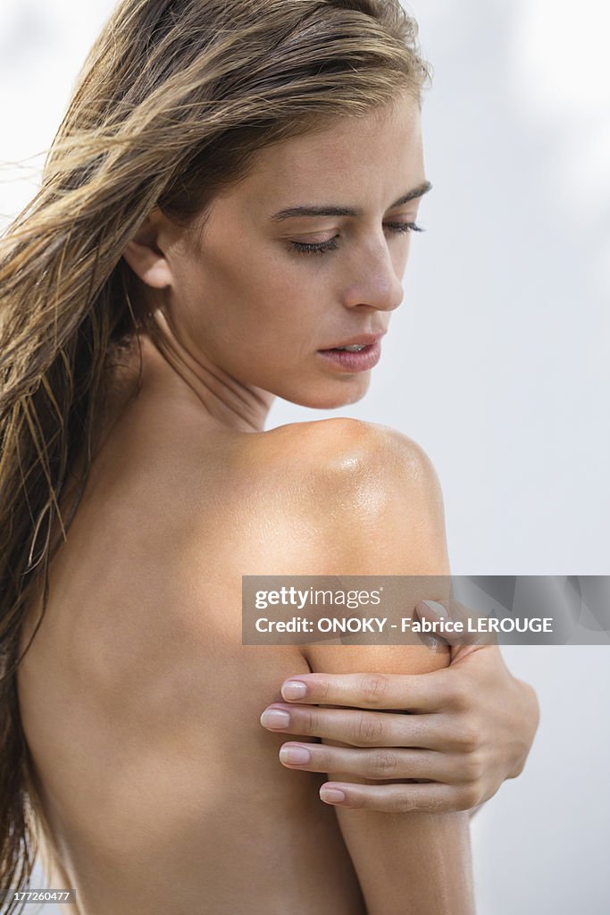 Close-up of a beautiful woman posing
