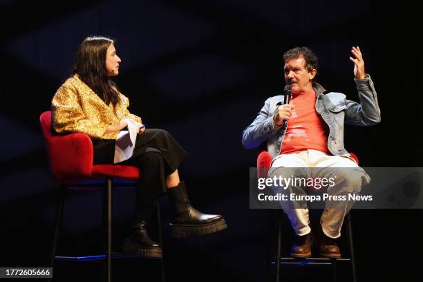 Antonio Banderas and Alessandra Garcia hold a meeting with young people at the Teatro del Soho Caixabank, on November 3 in Malaga . The actor from...