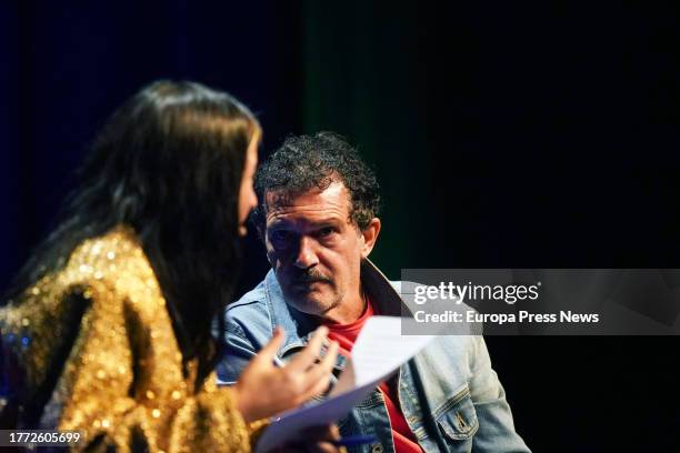 Antonio Banderas and Alessandra Garcia hold a meeting with young people at the Teatro del Soho Caixabank, on November 3 in Malaga . The actor from...