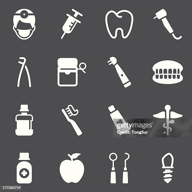 stockillustraties, clipart, cartoons en iconen met dental icons - white series - electric toothbrush