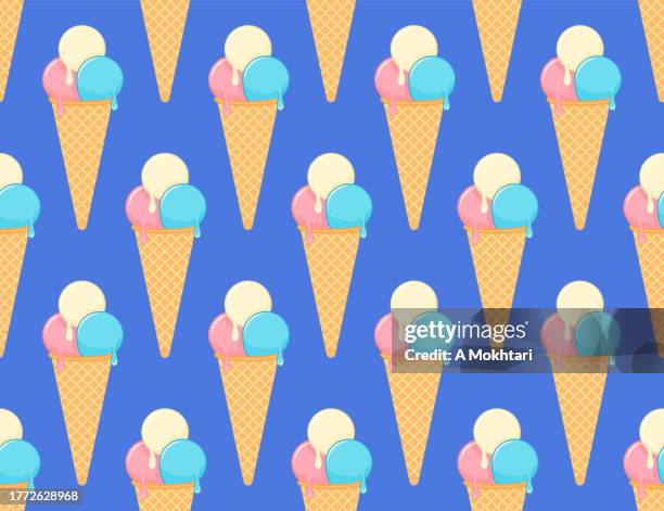 repeating ice cream cone texture. - whip cream dollop stock illustrations