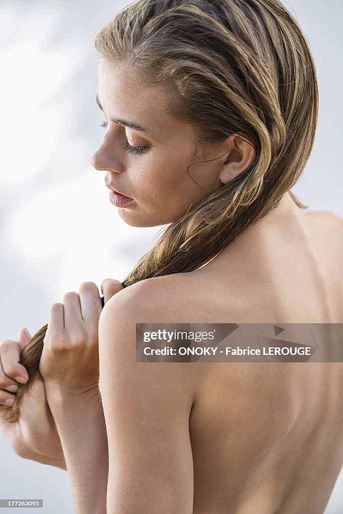 Close-up of a beautiful woman posing