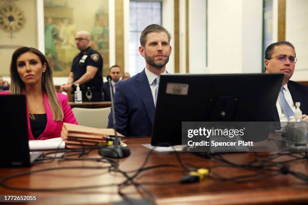 Eric Trump, executive vice president of Trump Organization Inc., center, during his civil fraud trial at New York State Supreme Court on November 03,...