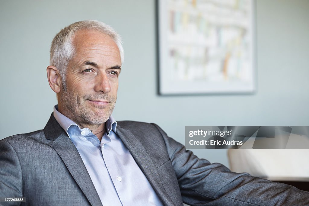 Close-up of a businessman thinking