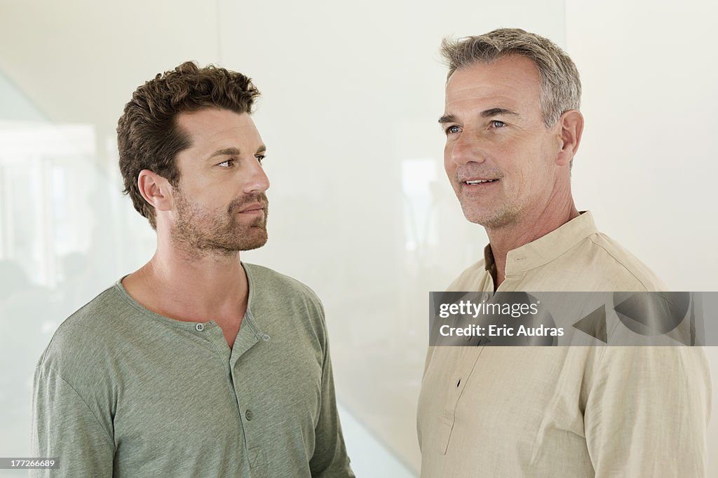 Man looking at his father smiling