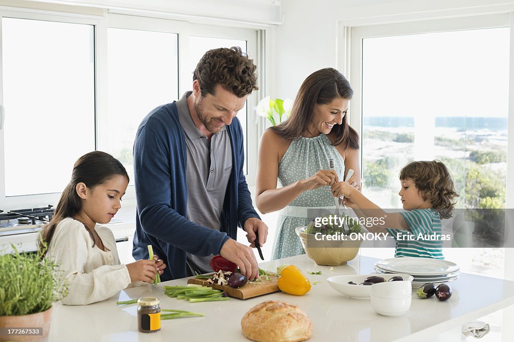 Family preparing food