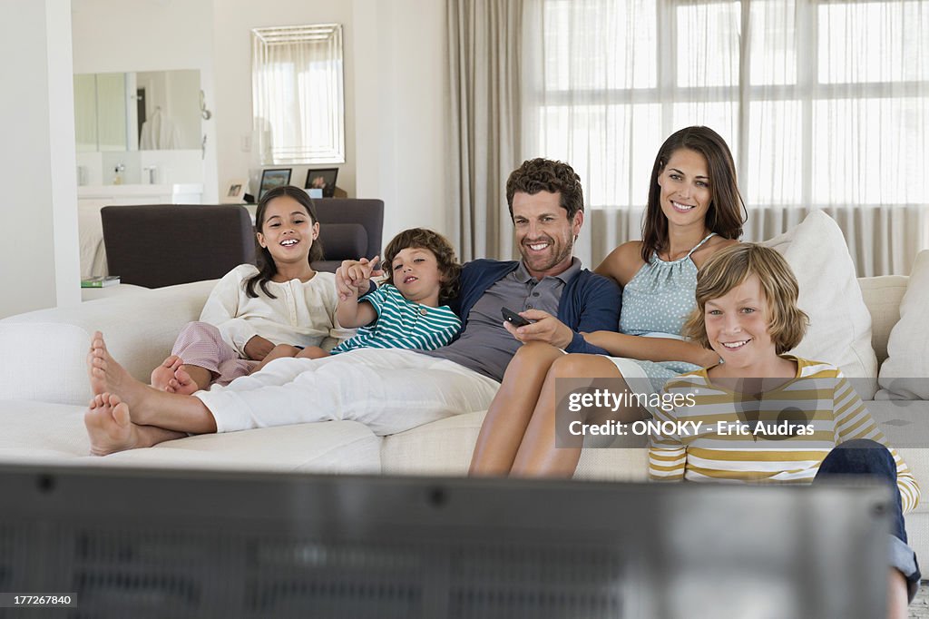 Family watching television