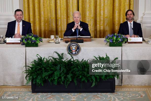 Costa Rican President Rodrigo Chaves Robles, U.S. President Joe Biden, Uruguayan President Luis Lacalle Pou and other leaders attend the plenary...