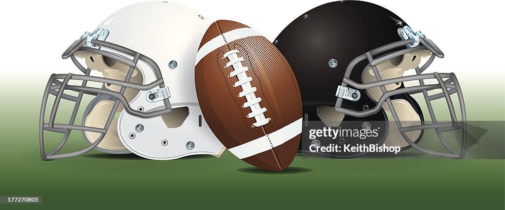 Football Helmets and Ball Background