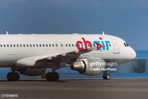 Chair Airlines of Switzerland Airbus A320 aircraft spotted on the taxiway heading for departure. The A320-200 airplane has the registration HB-JOS...