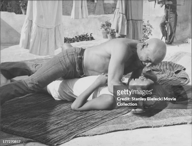 Actors Yul Brynner and Daliah Lavi, in a scene from the movie 'Catlow', 1971.