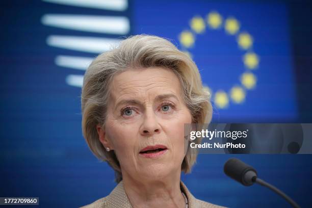 President of the European Commission Ursula von der Leyen and the President of the European Council Charles Michel hold a joint press conference...