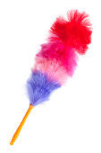 Soft colorful duster with plastic handle