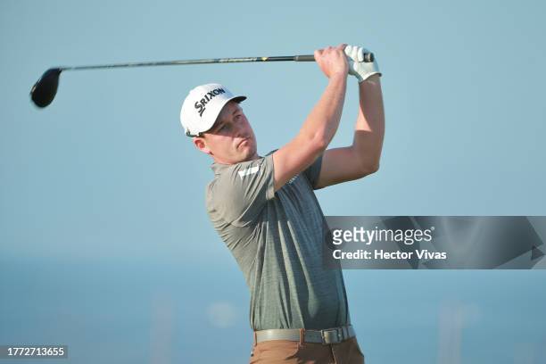 Andrew Putnam of the United States hits a tee shot on the 14th hole during the second round of the World Wide Technology Championship at El Cardonal...