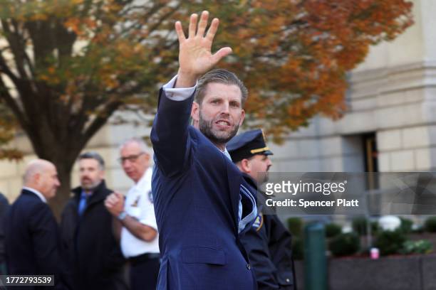 Eric Trump, executive vice president of Trump Organization Inc., leaves former President Donald Trump's civil fraud trial where he testified at New...