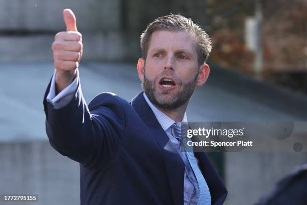 Eric Trump, executive vice president of Trump Organization Inc., leaves former President Donald Trump's civil fraud trial where he testified at New...