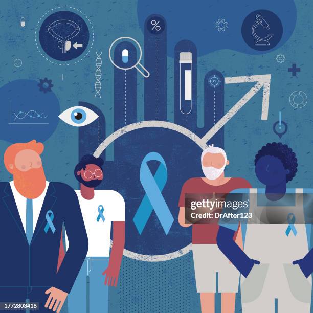 ilustraciones, imágenes clip art, dibujos animados e iconos de stock de concepto de lucha contra el cáncer de próstata - prostate gland