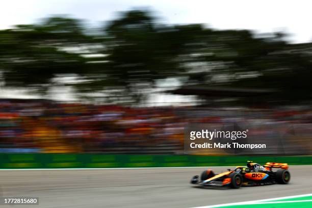 Lando Norris of Great Britain driving the McLaren MCL60 Mercedes on track during practice ahead of the F1 Grand Prix of Brazil at Autodromo Jose...