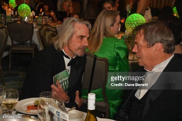 Jeremy Irons and Neil Jordan attend the 41st Irish Post Awards at The Grosvenor House Hotel on November 9, 2023 in London, England.
