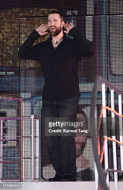 Dustin Diamond enters the Celebrity Big Brother House at Elstree Studios on August 22, 2013 in Borehamwood, England.