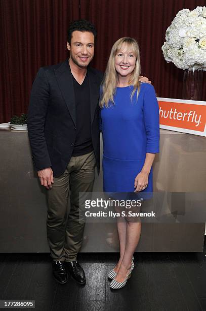 Rocco DiSpirito and Heather Maddan attend Shutterfly Photo Story for iPad dinner hosted by Rocco DiSpirito at SD26 on August 22, 2013 in New York...