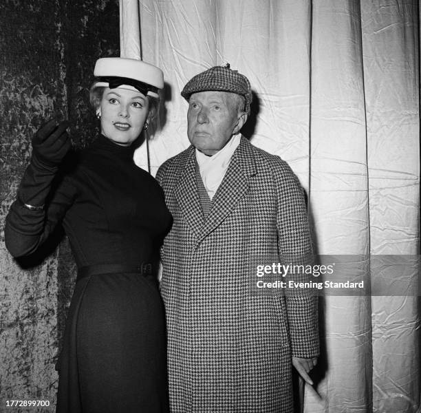 Actress Arlene Dahl with British actor AE Matthews , November 1st 1956.