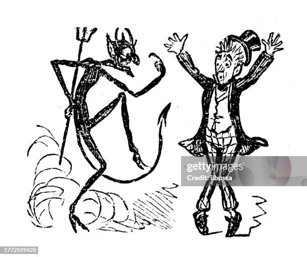 british satire caricature comic cartoon illustration - devil stock illustrations