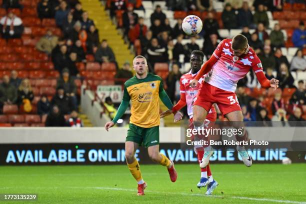 Max Watters of Barnsley scores to make it 1-0 during the Emirates FA Cup First Round match between Barnsley and Horsham at Oakwell Stadium on...