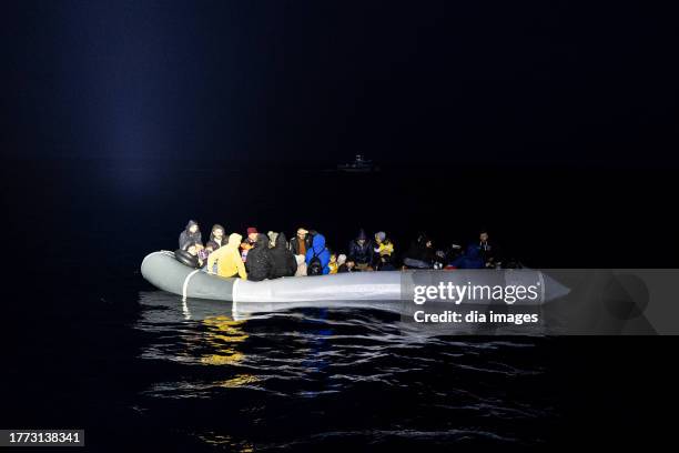 Coast Guard Command teams caught refugees trying to flee abroad in the Aegean Sea on November 3, 2023 in Aydin, Turkey. In the Aegean Sea, which is...