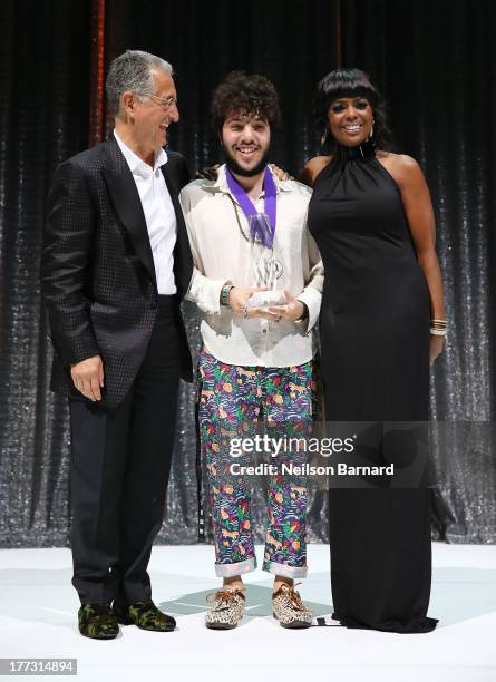 President and CEO, Del Bryant, Benny Blanco, BMI Vice President, Catherine Brewton speak onstage at the 2013 BMI R&B/Hip-Hop Awards at Hammerstein...