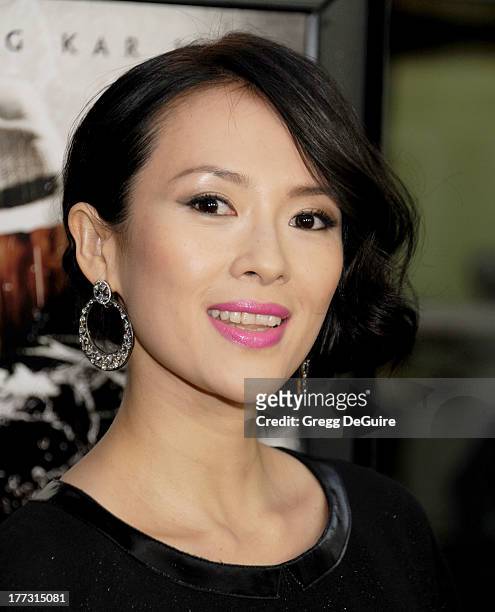 Actress Ziyi Zhang arrives at the Los Angeles premiere of "The Grandmaster" at ArcLight Cinemas on August 22, 2013 in Hollywood, California.