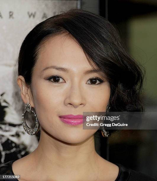 Actress Ziyi Zhang arrives at the Los Angeles premiere of "The Grandmaster" at ArcLight Cinemas on August 22, 2013 in Hollywood, California.