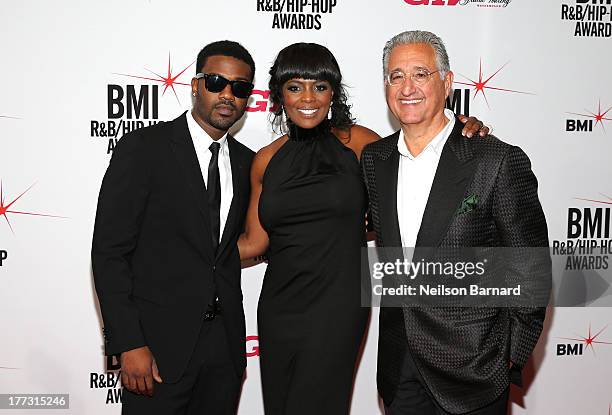 Ray J, BMI Vice President Catherine Brewton and BMI President and CEO, Del Bryant onstage at the 2013 BMI R&B/Hip-Hop Awards at Hammerstein Ballroom...