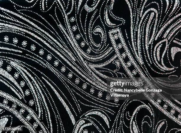 silver gray and black fabric intricatly designed with glitters - evening wear stock pictures, royalty-free photos & images