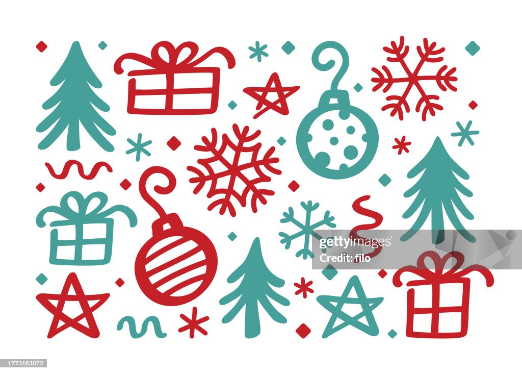 Christmas Sketch Drawing Holiday Symbols Background
