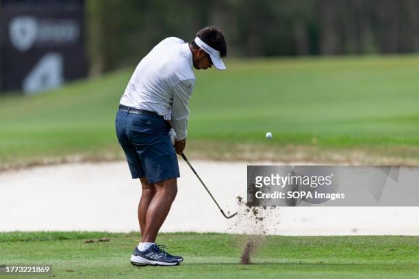 Sarit Suwannarut of Thailand plays during the round 1 draw matches on day one of The Hong Kong Open Golf Championship 2023 at Hong Kong Golf Club.