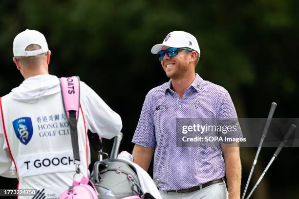 Talor Gooch of USA plays during the round 1 draw matches on day one of The Hong Kong Open Golf Championship 2023 at Hong Kong Golf Club.