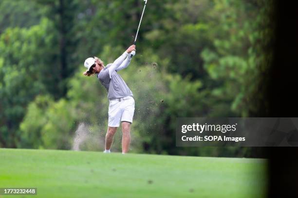 Scott Vincent of Zimbabwe plays during the round 1 draw matches on day one of The Hong Kong Open Golf Championship 2023 at Hong Kong Golf Club.