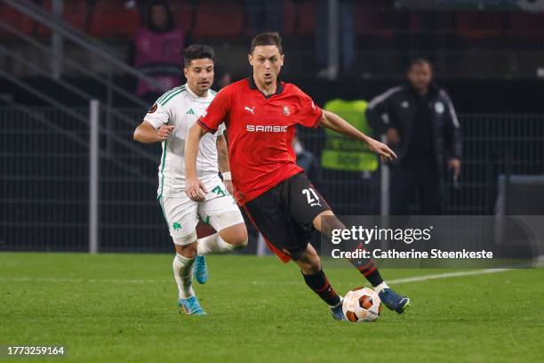 Nemanja Matic of Stade Rennais FC controls the ball during the UEFA Europa League match between Stade Rennais FC and Panathinaikos FC at Roazhon Park...