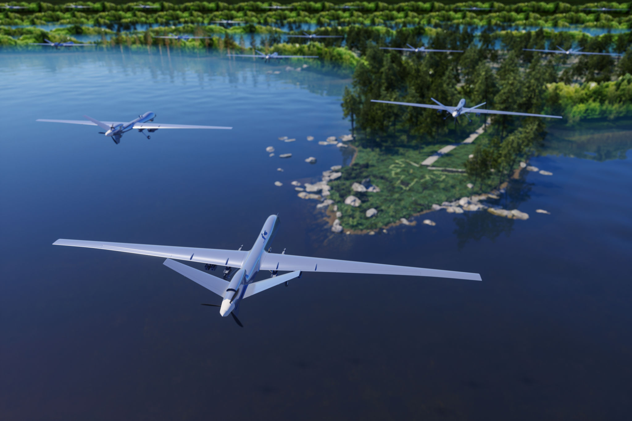 drones over ocean