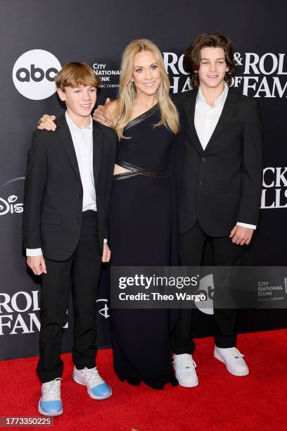 Levi Crow, Sheryl Crow and Wyatt Steven Crow attend the 38th Annual Rock & Roll Hall Of Fame Induction Ceremony at Barclays Center on November 03,...