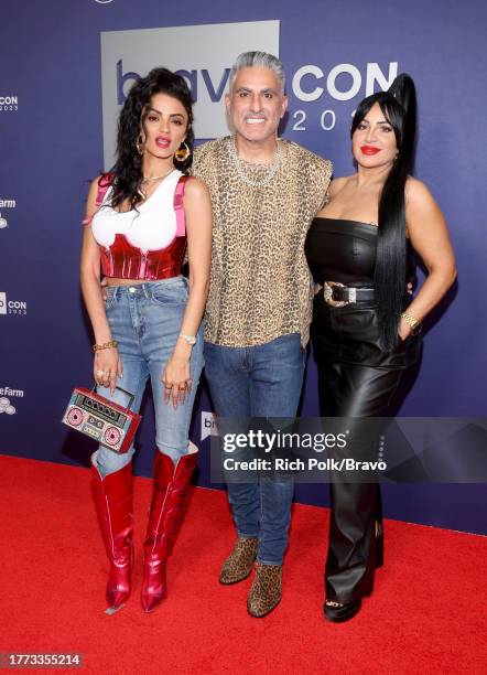 BravoCon 2023 from Caesars Forum in Las Vegas, NV on Friday, November 3, 2023 -- Pictured: Golnesa Gharachedaghi, Reza Farahan, Mercedes Javid --