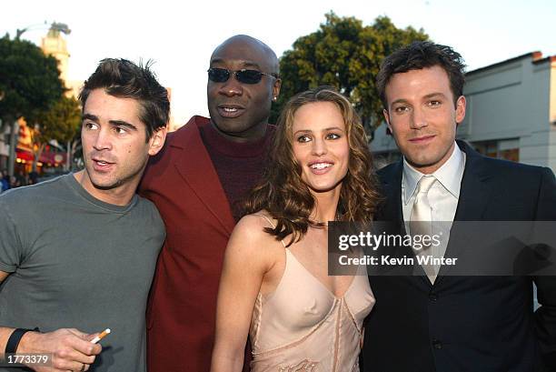 Cast members Colin Farrell, Michael Clarke Duncan, Jennifer Garner and Ben Affleck pose for photos at the premiere of "Daredevil" at the Village...