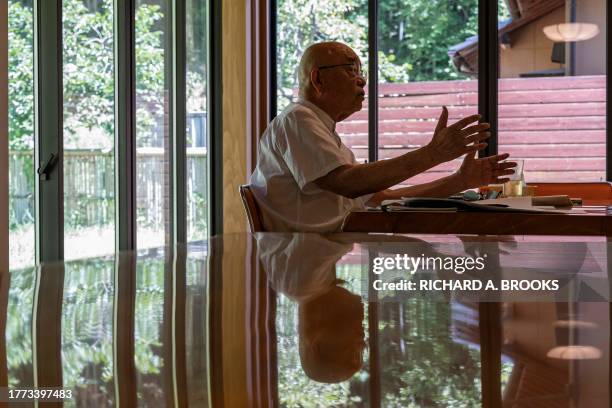 This photo taken on September 5, 2023 shows chief Buddhist priest Eiichi Shinohara speaking during an interview with AFP at his temple near the city...