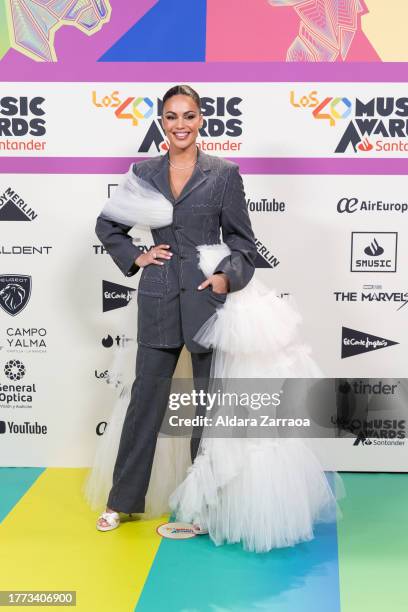 Lara Alvarez attends the "LOS40 Music Awards Santander 2023" photocall at WiZink Center on November 03, 2023 in Madrid, Spain.