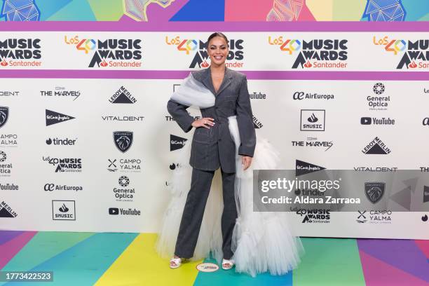 Lara Alvarez attends the "LOS40 Music Awards Santander 2023" photocall at WiZink Center on November 03, 2023 in Madrid, Spain.