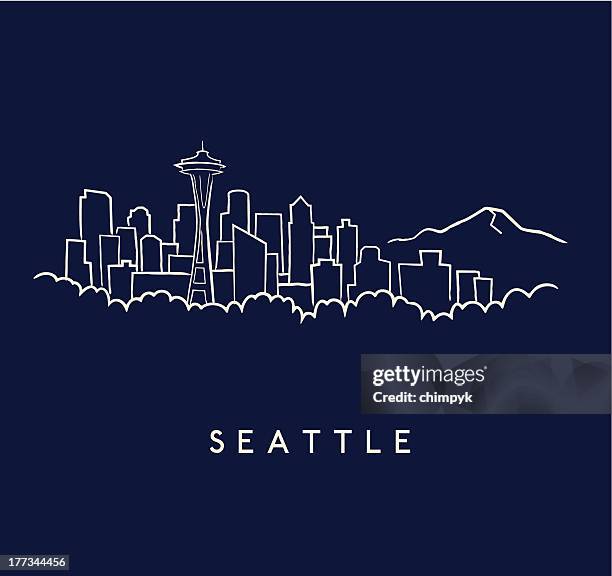 ilustrações de stock, clip art, desenhos animados e ícones de seattle skyline esboço - seattle